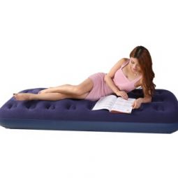 吉龙 Jilong 充气床垫 单人气垫床24孔蓝色植绒折叠简易床191*73*22 